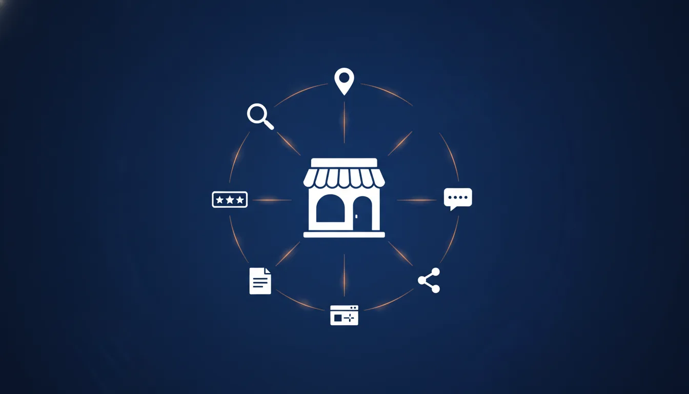Connected visibility connecting local search, maps, reviews, website content, social media and AI discovery for a local business